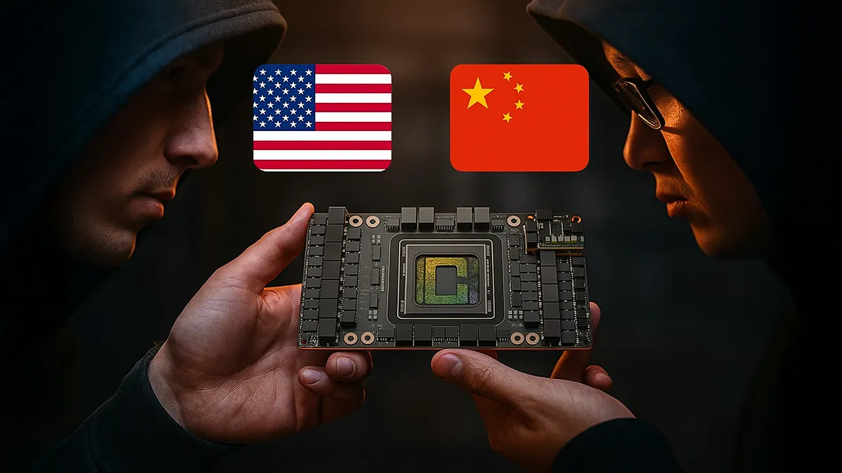 Eine H20 GPU von Nvidia wird übergeben